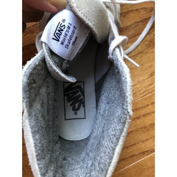 Vans Off The Wall Rose High Tops Size Men 5.5, Woman 7 Off White Suede Gray - Picture 9 of 10